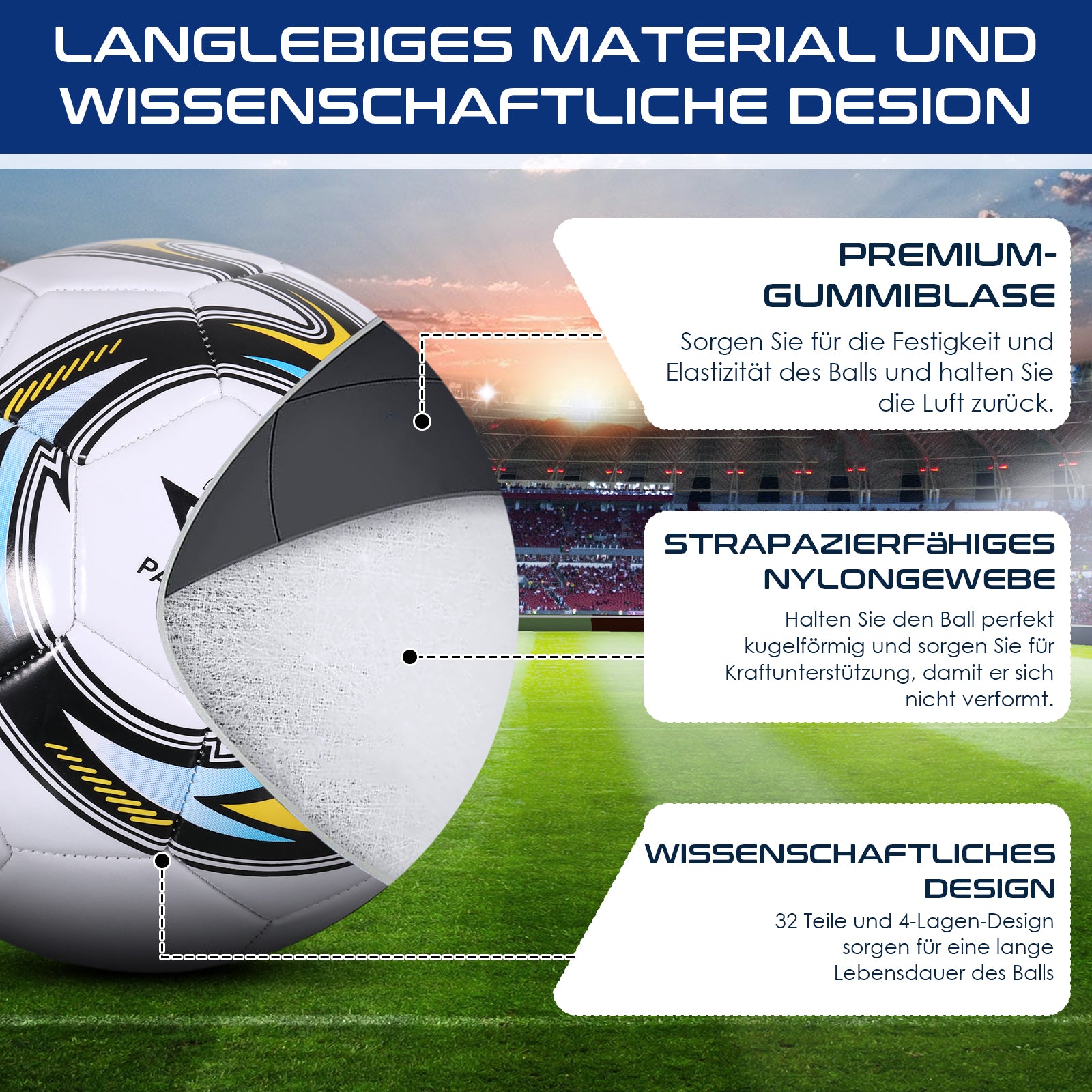 Official Size 5 Soccer Ball – PVC Wearproof Outdoor Training & Match