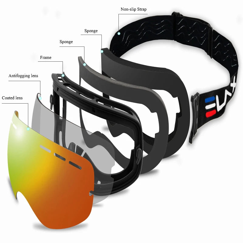ELAX Double Layer Anti-Fog Ski & Snowboard Goggles