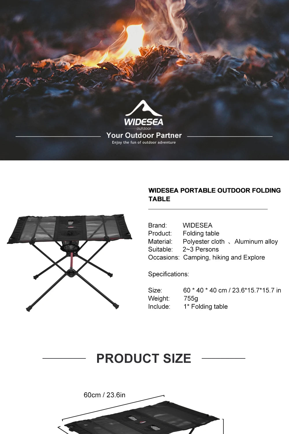 Widesea Folding Camping Table