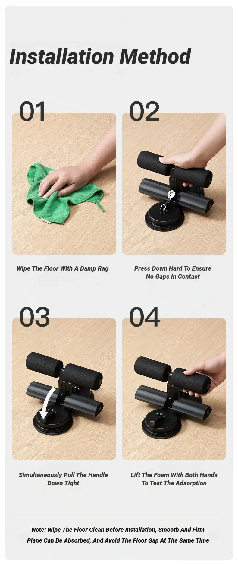 Adjustable Sit-Up Bar with Suction Cup