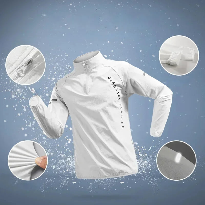 2025 Men’s Running Jacket – Zipper Hooded Sportswear for Training & Jogging