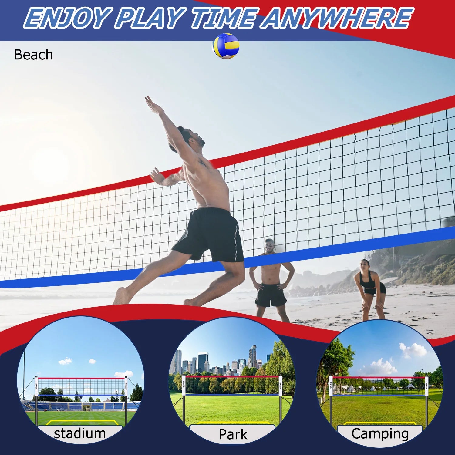 Portable Outdoor Volleyball Net Set
