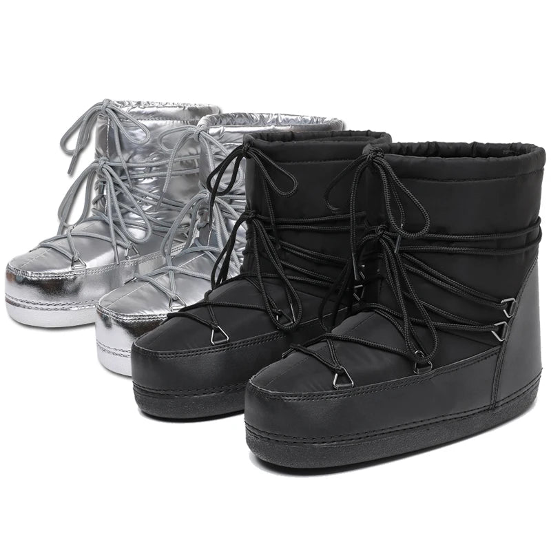 Women’s Winter Snow Boots – Waterproof Lace-Up Ankle Platform