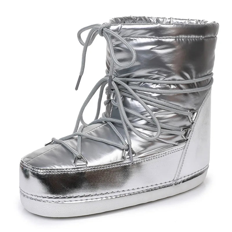 Women’s Winter Snow Boots – Waterproof Lace-Up Ankle Platform