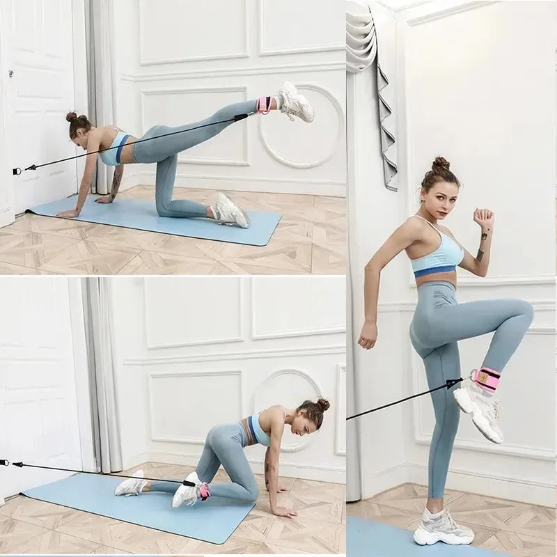 TPE Resistance Bands with Ankle Straps – Fitness & Leg Training Set