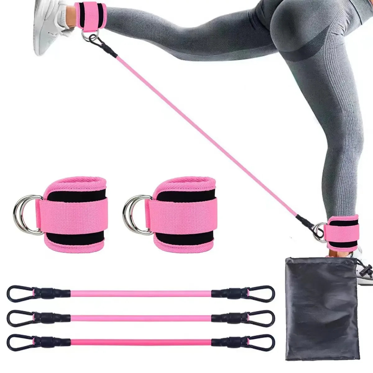 TPE Resistance Bands with Ankle Straps – Fitness & Leg Training Set
