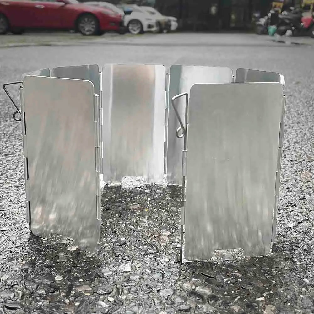 9-Plate Foldable Camping Stove Windshield – Aluminum Windproof Screen