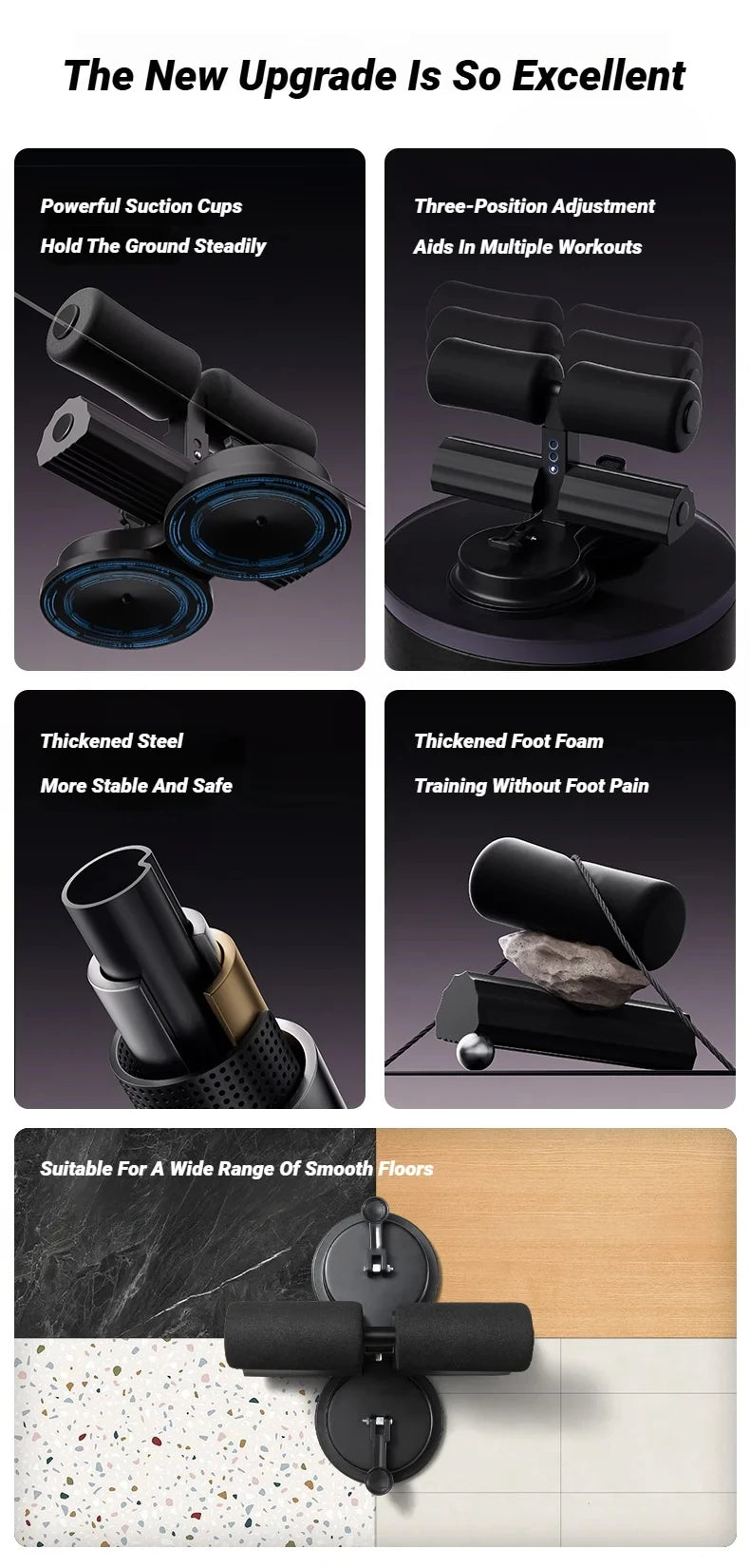 Adjustable Sit-Up Bar with Suction Cup