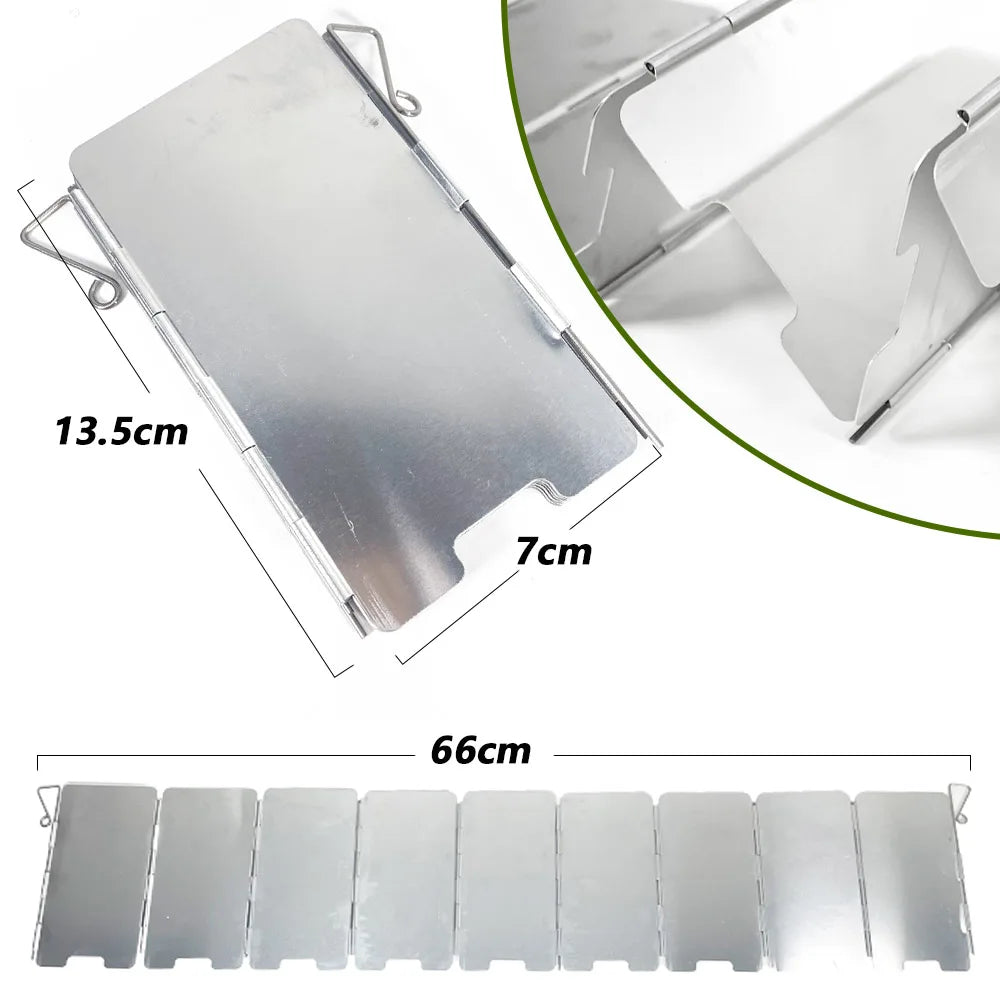 9-Plate Foldable Camping Stove Windshield – Aluminum Windproof Screen