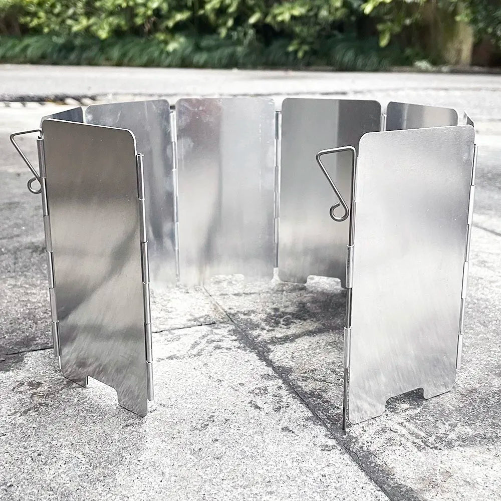 9-Plate Foldable Camping Stove Windshield – Aluminum Windproof Screen