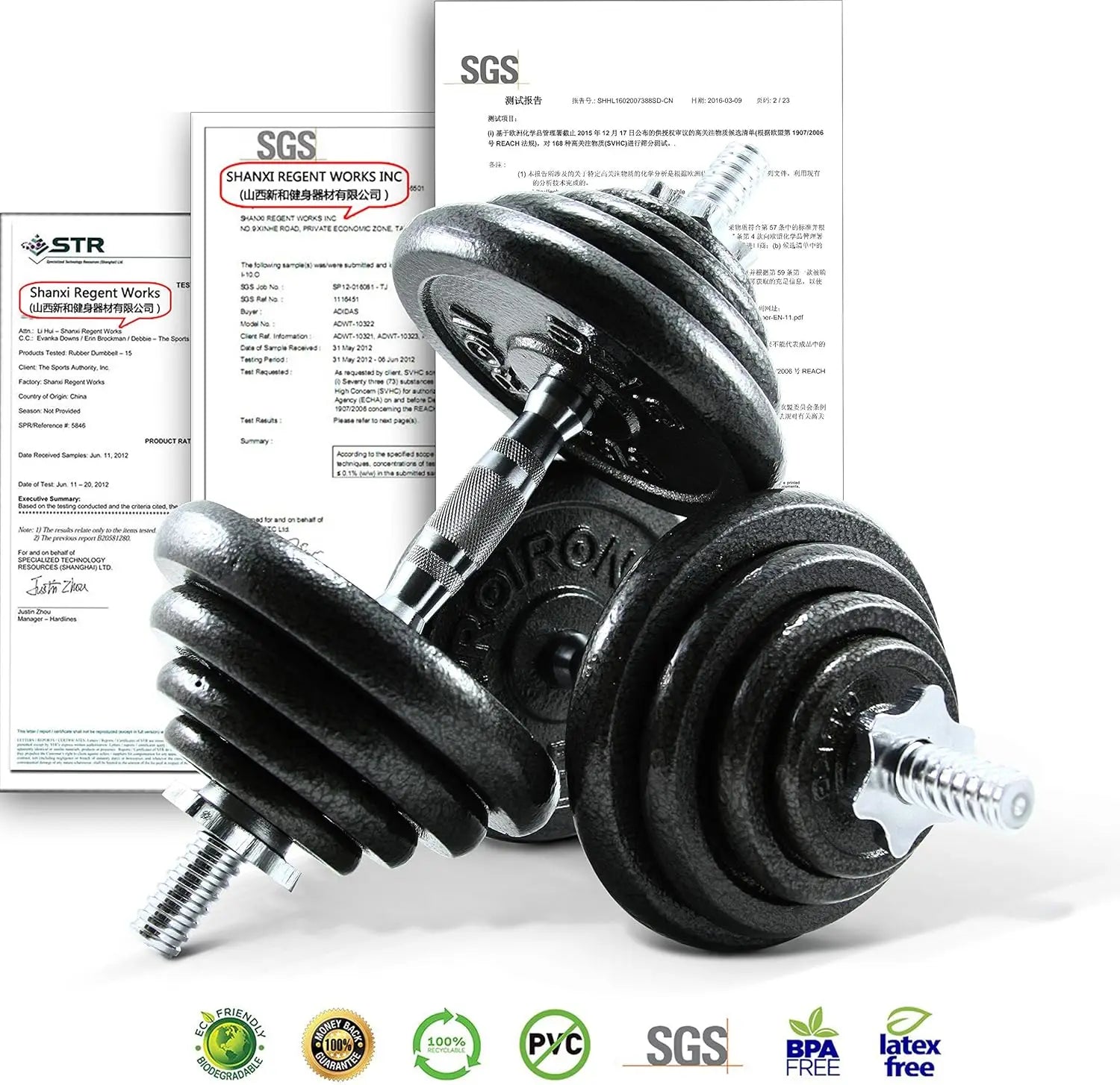 44Lbs Adjustable Cast Iron Dumbbell Set