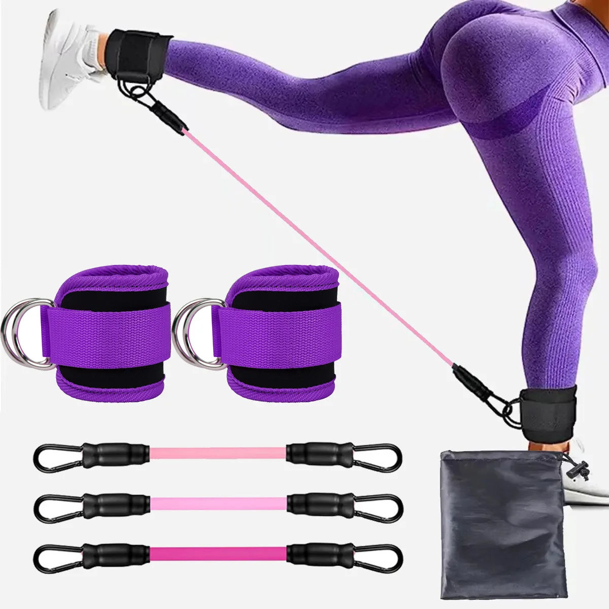 TPE Resistance Bands with Ankle Straps – Fitness & Leg Training Set