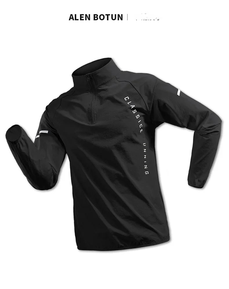 2025 Men’s Running Jacket – Zipper Hooded Sportswear for Training & Jogging