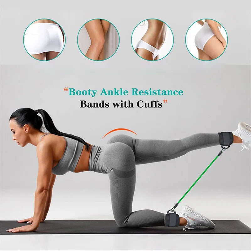 TPE Resistance Bands with Ankle Straps – Fitness & Leg Training Set