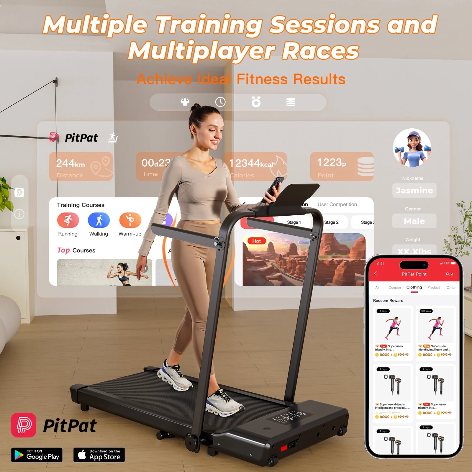 3.0HP Foldable Portable Treadmill with Incline