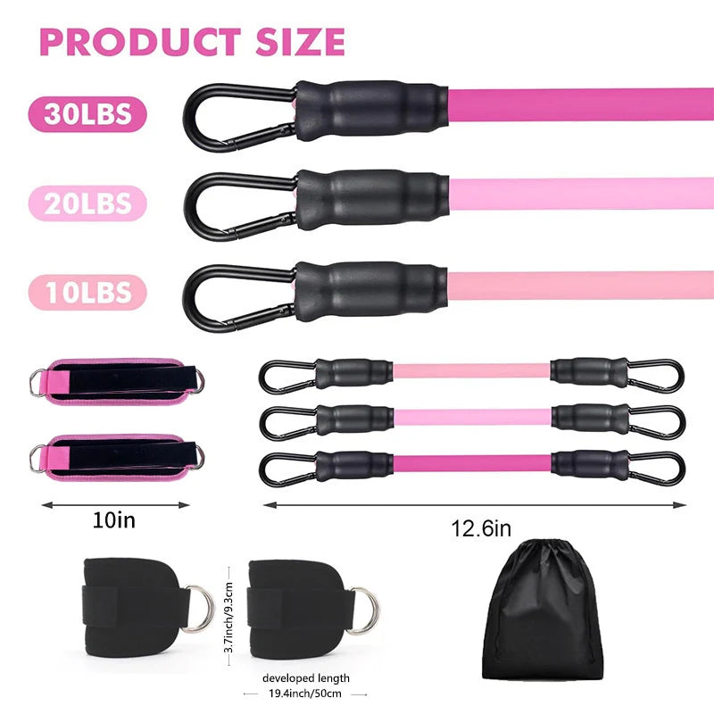 TPE Resistance Bands with Ankle Straps – Fitness & Leg Training Set