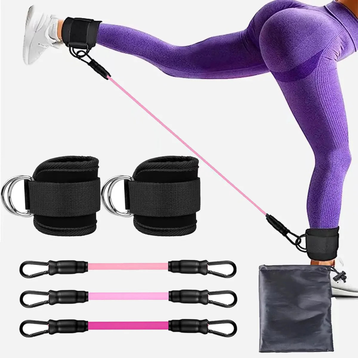 TPE Resistance Bands with Ankle Straps – Fitness & Leg Training Set