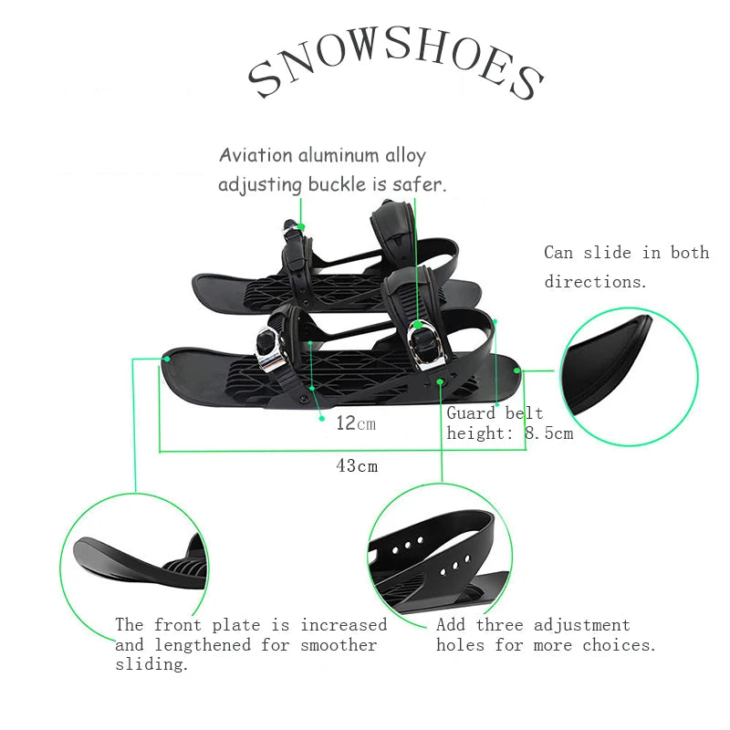 Mini Short Ski Shoes – Adjustable Portable Snow Boots for Adults