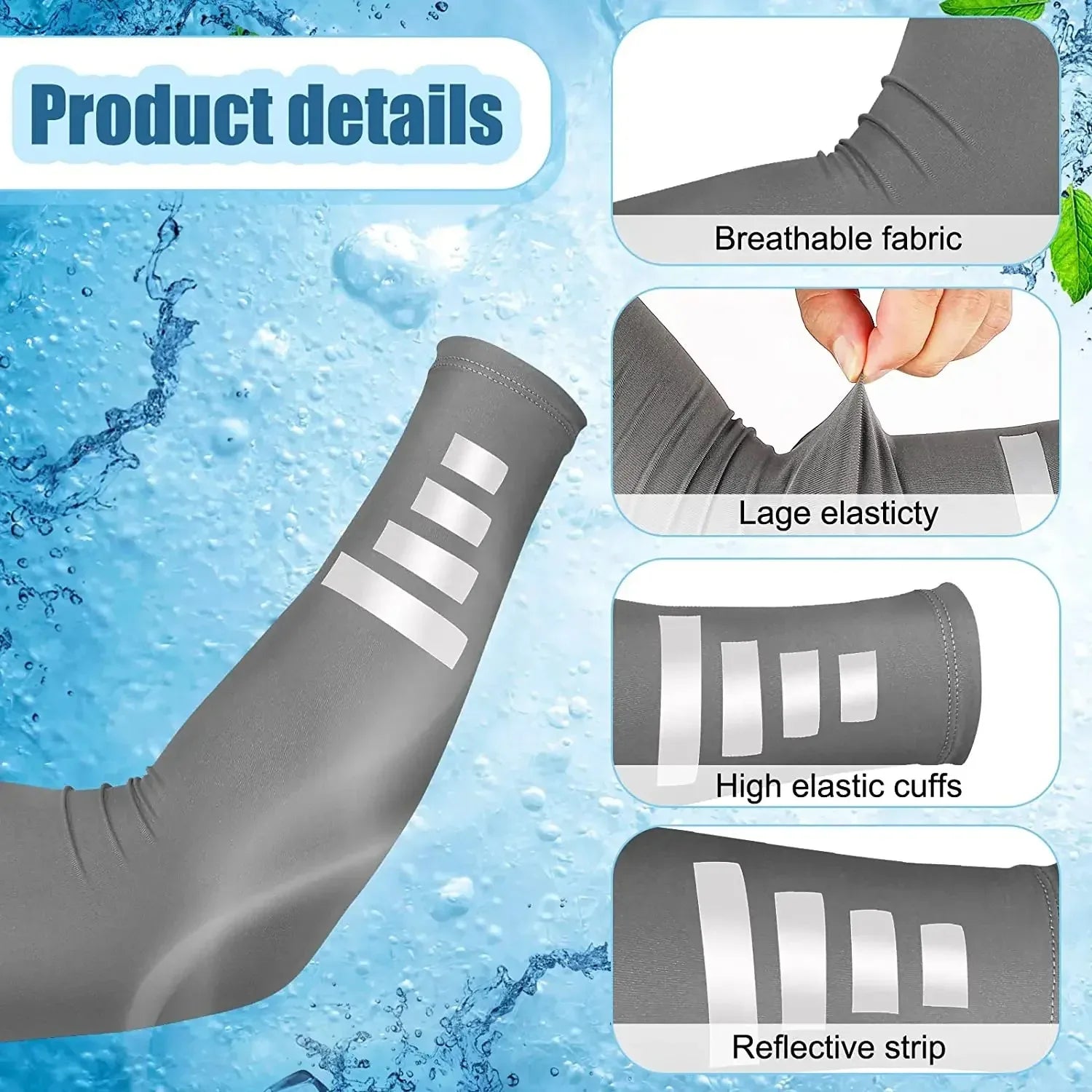 Outdoor Sun Protection Arm Sleeves – Reflective Ice Silk, 1 Pair