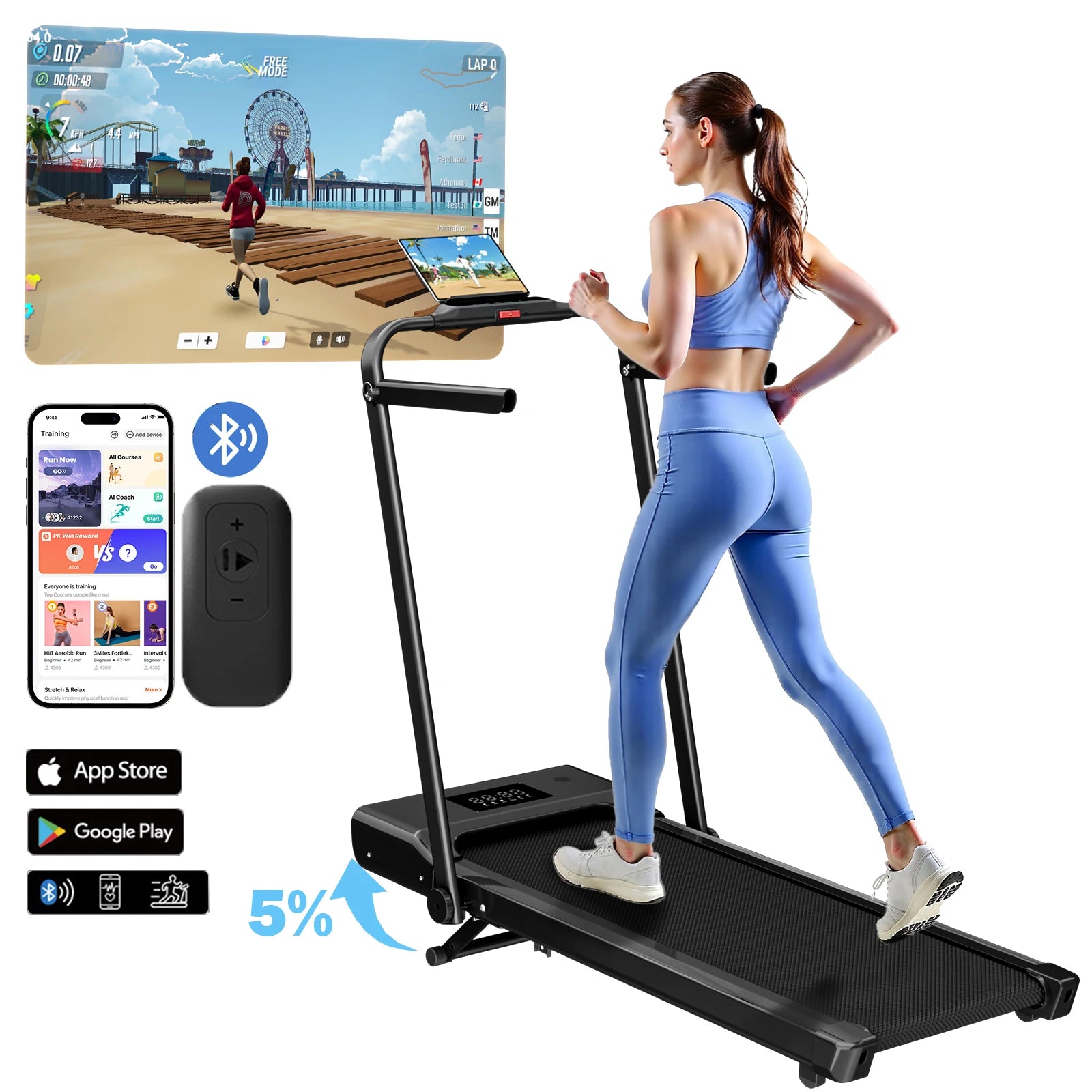 3.0HP Foldable Portable Treadmill with Incline