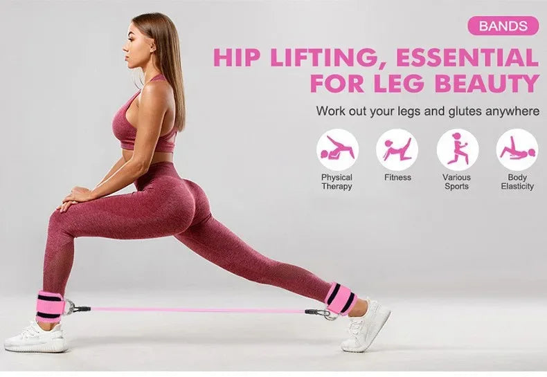 TPE Resistance Bands with Ankle Straps – Fitness & Leg Training Set