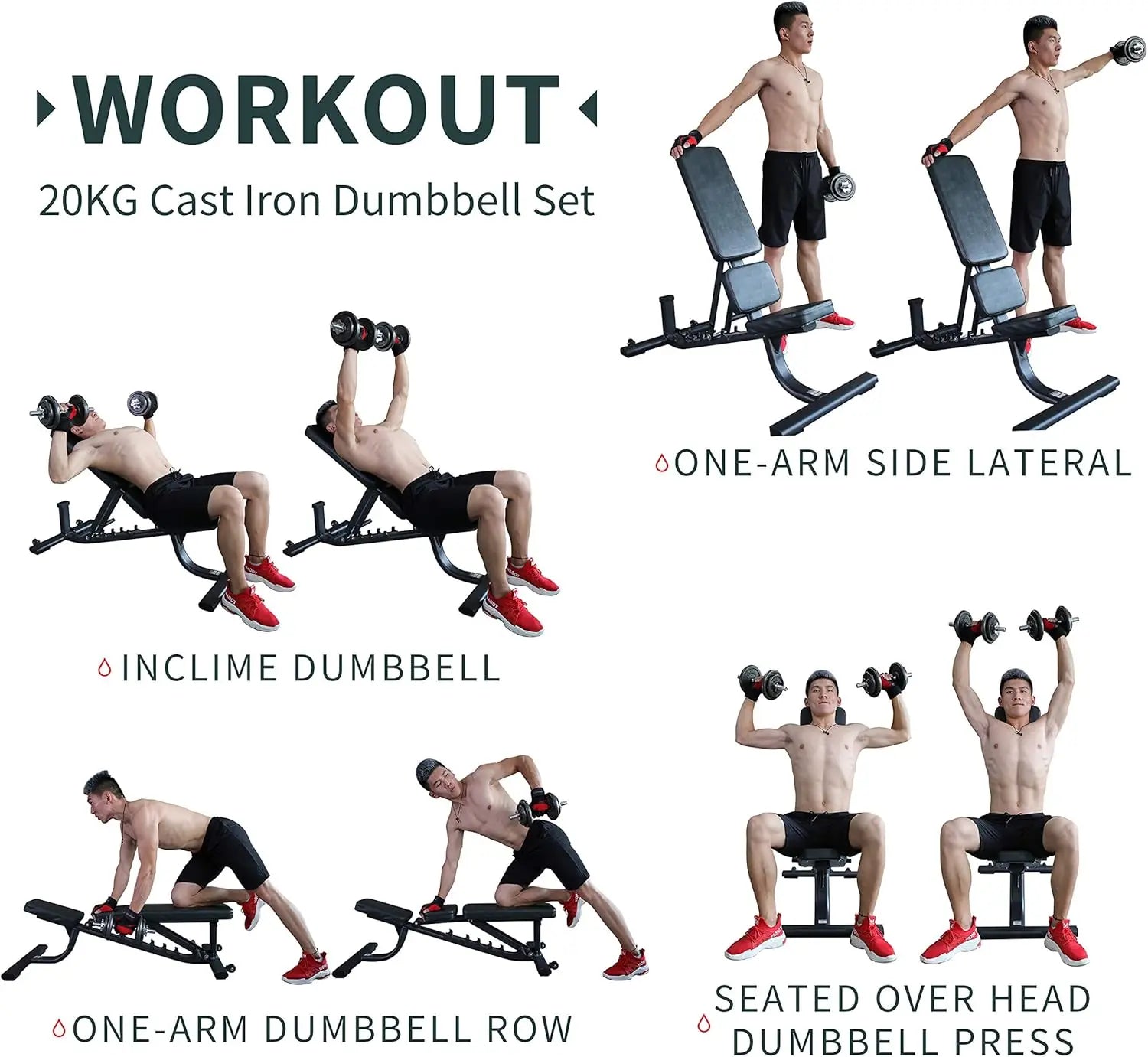 44Lbs Adjustable Cast Iron Dumbbell Set