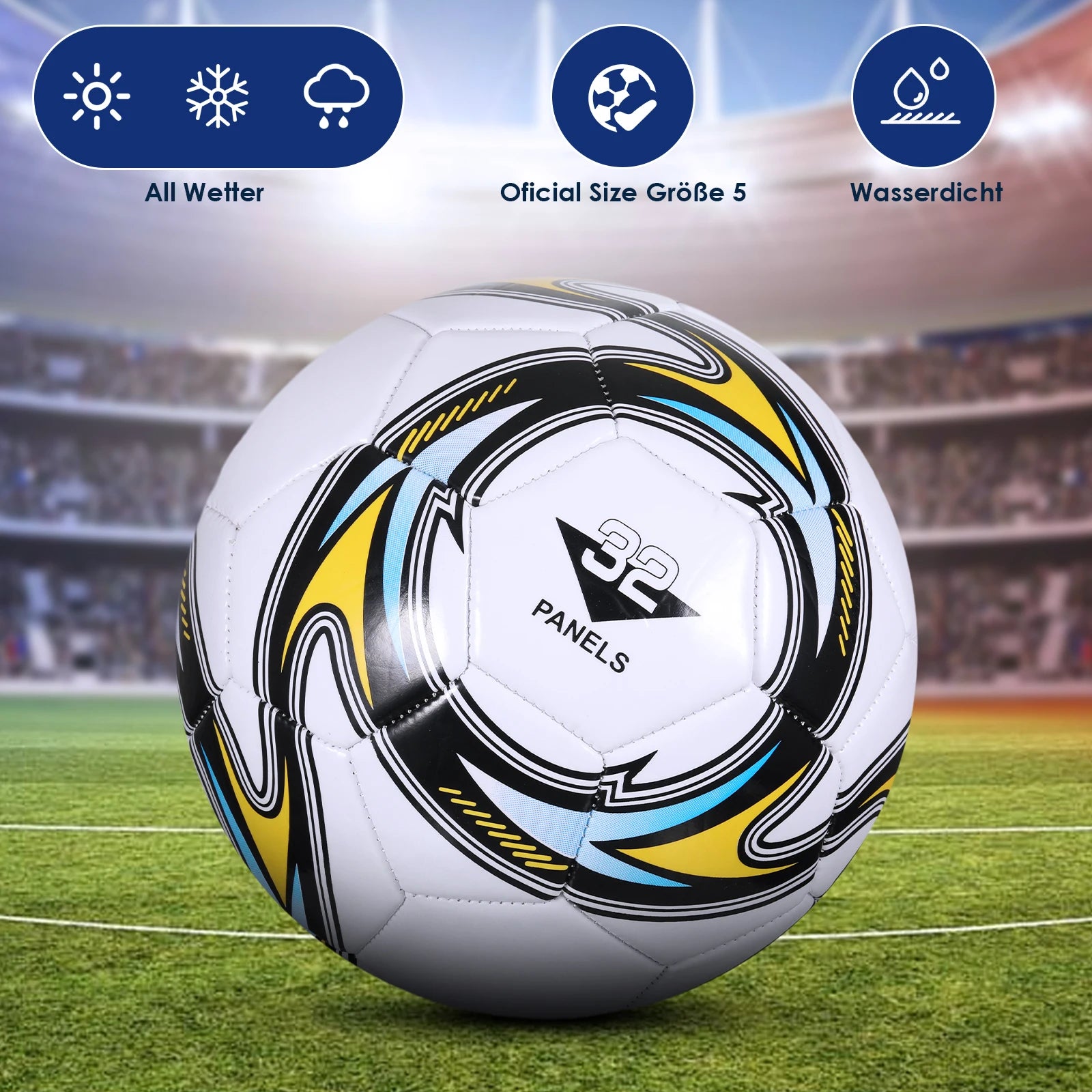 Official Size 5 Soccer Ball – PVC Wearproof Outdoor Training & Match