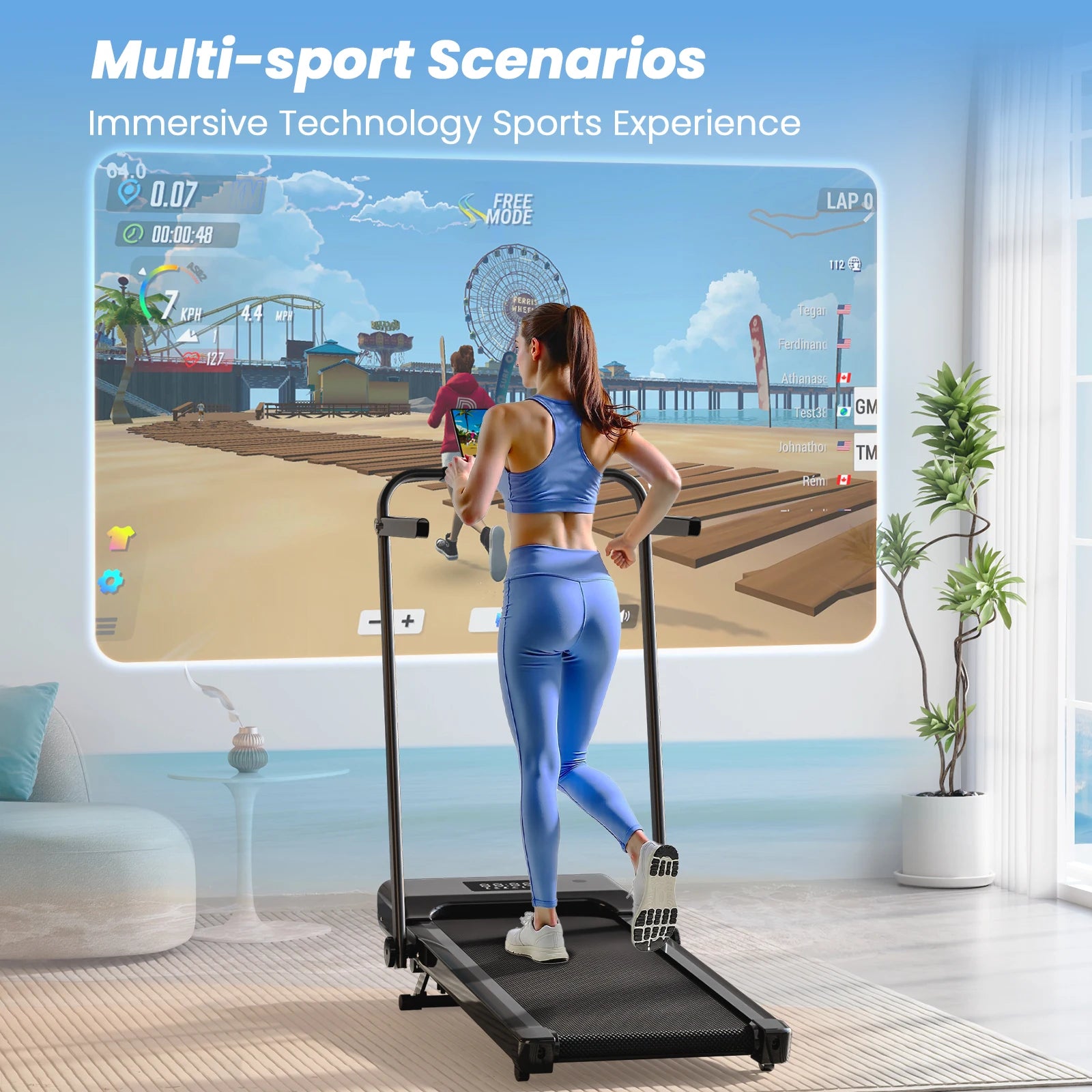 3.0HP Foldable Portable Treadmill with Incline