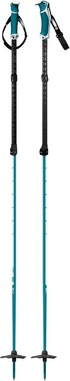 VIA Aluminum Adjustable Ski Poles – Ergonomic Grip, 2-Piece Pair