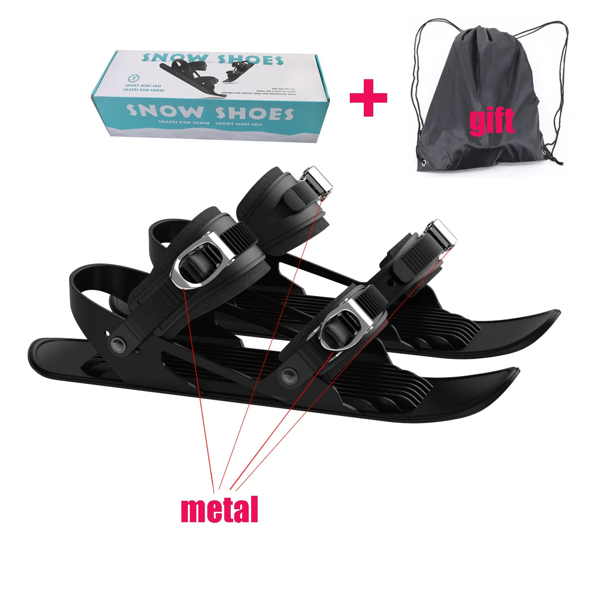 Mini Short Ski Shoes – Adjustable Portable Snow Boots for Adults