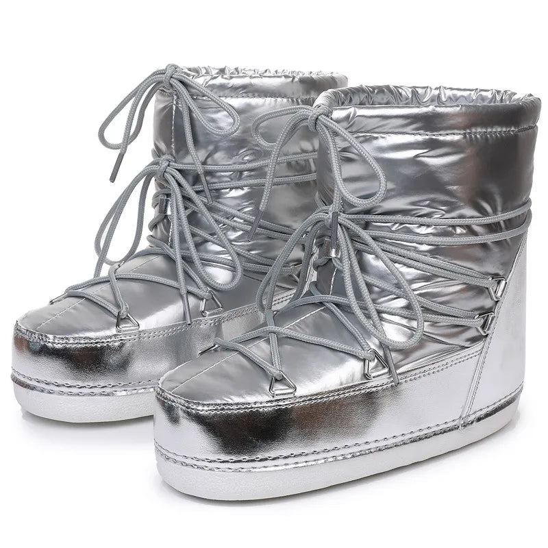 Women’s Winter Snow Boots – Waterproof Lace-Up Ankle Platform
